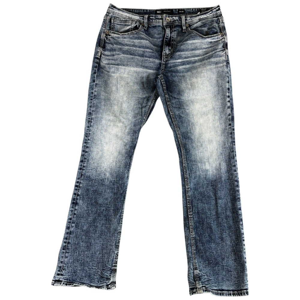 BKE Jake Straight Jeans Mens 36x30 Blue Washed Faded Stretch Workwear Grunge Y2K